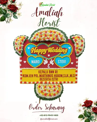 Karangan Papan Bunga Pernikahan di Penarukan